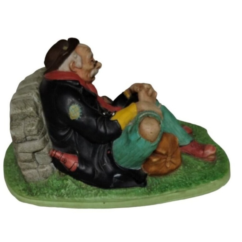 Vintage Figurine Hobo with Dog Statue Ceramic Decor Shelf Display